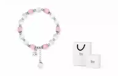 饰伴 草莓晶猫眼石月光石转运珠手链女甜美学生星海流苏清冷感手链 女款