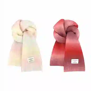 心水好物 韩系秋冬针织渐变色软糯亲肤保暖防寒 羊毛混纺 绒线围巾 男女同款情侣款