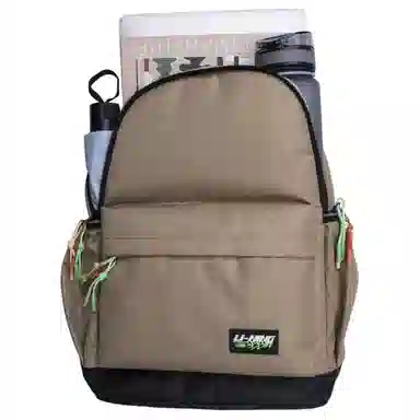 李宁 运动生活系列反光双肩背包 卡其色