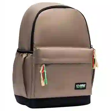 李宁 运动生活系列反光双肩背包 卡其色