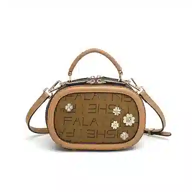 维尼奥 高级感复古洋气简约百搭时尚大气印花通勤 合成革 单肩斜挎手提包 常规 女款 棕色/米白色/咖啡色