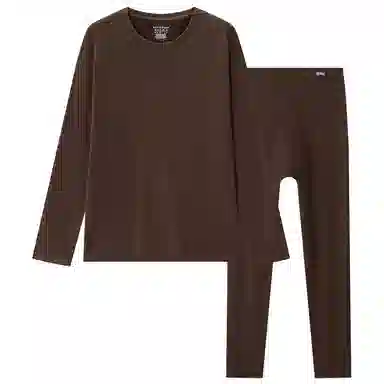 舒雅 羊毛圆领无痕纯色保暖套装 男款