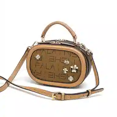 维尼奥 高级感复古洋气简约百搭时尚大气印花通勤 合成革 单肩斜挎手提包 常规 女款 棕色/米白色/咖啡色