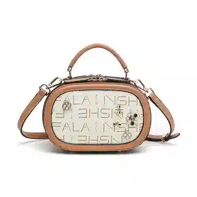 维尼奥 高级感复古洋气简约百搭时尚大气印花通勤 合成革 单肩斜挎手提包 常规 女款 棕色/米白色/咖啡色