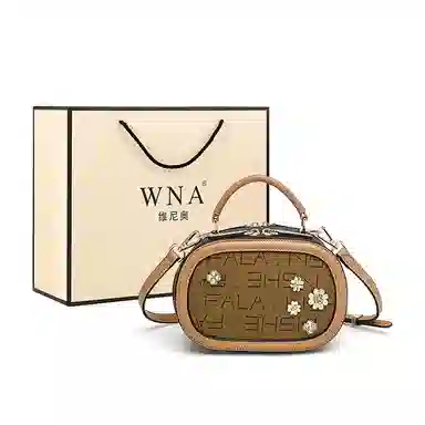 维尼奥 高级感复古洋气简约百搭时尚大气印花通勤 合成革 单肩斜挎手提包 常规 女款 棕色/米白色/咖啡色