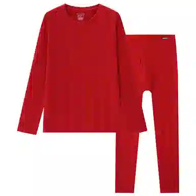 舒雅 羊毛圆领无痕纯色保暖套装 男款