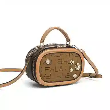 维尼奥 高级感复古洋气简约百搭时尚大气印花通勤 合成革 单肩斜挎手提包 常规 女款 棕色/米白色/咖啡色