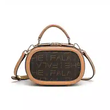 维尼奥 高级感复古洋气简约百搭时尚大气印花通勤 合成革 单肩斜挎手提包 常规 女款 棕色/米白色/咖啡色