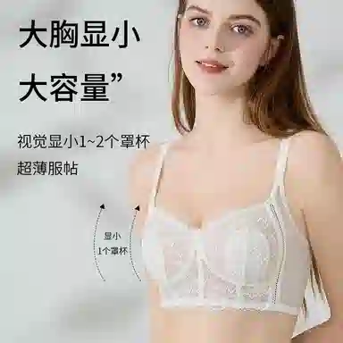 品彩 蕾丝兔耳朵杯透气聚拢上托大胸显小侧收副乳文胸 女款