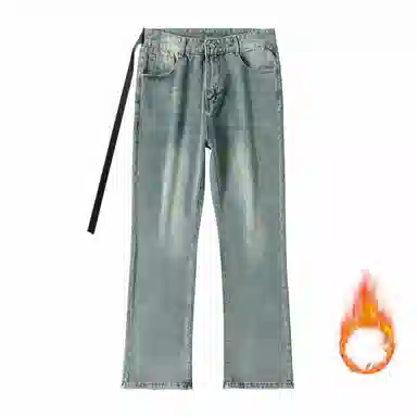 AMBER LIGHT Vintage Washed Loose Straight Jeans Black