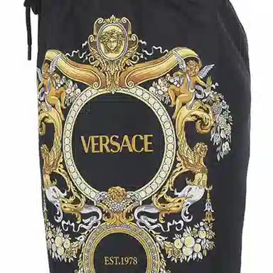 Versace SS23 Printed Drawstring Shorts Black