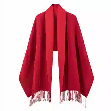 上海故事 秋冬日系奶油风气质保暖双面纯色外搭防寒时尚本命年 聚酯纤维 绒线围巾 女款