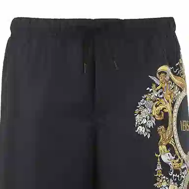Versace SS23 Printed Drawstring Shorts Black