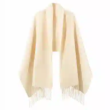 上海故事 秋冬日系奶油风气质保暖双面纯色外搭防寒时尚本命年 聚酯纤维 绒线围巾 女款