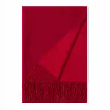 上海故事 秋冬日系奶油风气质保暖双面纯色外搭防寒时尚本命年 聚酯纤维 绒线围巾 女款