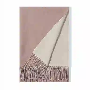 上海故事 秋冬日系奶油风气质保暖双面纯色外搭防寒时尚本命年 聚酯纤维 绒线围巾 女款