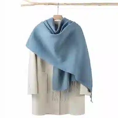 上海故事 秋冬日系奶油风气质保暖双面纯色外搭防寒时尚本命年 聚酯纤维 绒线围巾 女款