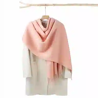 上海故事 秋冬日系奶油风气质保暖双面纯色外搭防寒时尚本命年 聚酯纤维 绒线围巾 女款