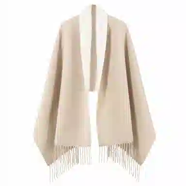 上海故事 秋冬日系奶油风气质保暖双面纯色外搭防寒时尚本命年 聚酯纤维 绒线围巾 女款