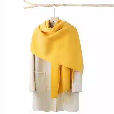 上海故事 秋冬日系奶油风气质保暖双面纯色外搭防寒时尚本命年 聚酯纤维 绒线围巾 女款