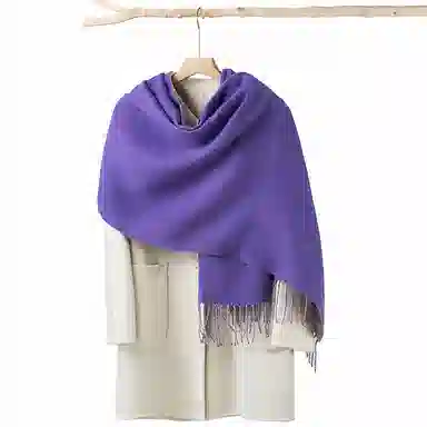 上海故事 秋冬日系奶油风气质保暖双面纯色外搭防寒时尚本命年 聚酯纤维 绒线围巾 女款