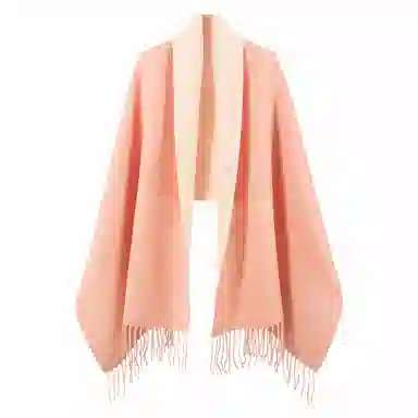 上海故事 秋冬日系奶油风气质保暖双面纯色外搭防寒时尚本命年 聚酯纤维 绒线围巾 女款