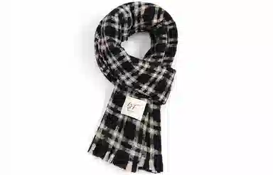 优幽兰 经典款格子针织加厚防风防寒保暖护脖子高级感韩系 绒线围巾 男女同款情侣款