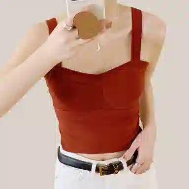 内在密码 蚕丝羊毛打底上衣无痕宽肩带显瘦内搭外穿带胸垫一体保暖背心 女款