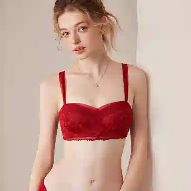 内在密码 低胸二分之一半杯小胸聚拢本命年显大蕾丝结婚新娘内衣裤套装 女款