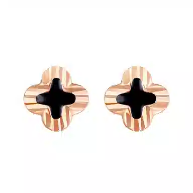 【可刻字写贺卡】 中国珠宝 四叶草 时刻为你守护她 爱要始于行动 浪漫轻奢 百搭精致日常通勤显气质 玛瑙 耳钉 女款