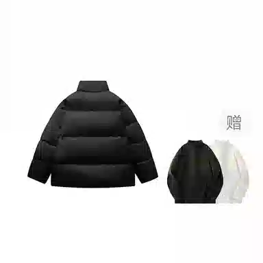 鸭鸭 云朵泡芙美式复古简约高街纯色基础宽松休闲低饱和多巴胺面包棉服保暖加厚百搭立领羽绒服 女款