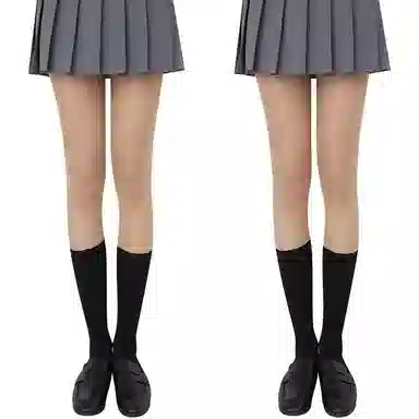 二三二三 黑丝拼接薄款黑色光腿神器防勾丝小腿过膝假两件连裤袜丝袜 女款 组合装