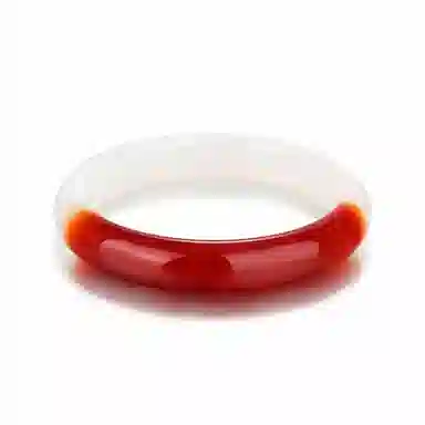 梦金园 鸿运当头半壁江山半红半白宽版 玛瑙 手镯 女款