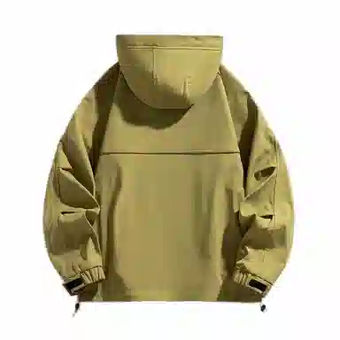 玉儿恋 山系户外连帽大拉链口袋防水双开拉链登山日系纯色宽松潮流百搭休闲机能风工装夹克外套 男女同款