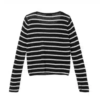 法文箱子 休闲条纹圆领长袖针织衫 女款