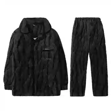 兰缪 三层夹棉袄保暖可外穿家居服长袖长裤睡衣套装 男款 礼袋装 图片色