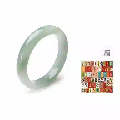 吉瑶 精品 清冷优雅 温婉大方 新中式 国风国韵青山远黛翠玉平安镯  国潮古风 浅绿飘花 汉服旗袍 新中式 天山翠 手镯 女款