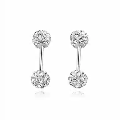 零界 双头闪钻高级感轻奢甜酷灵动光泽气质时尚风耳饰 合金 耳钉 男女同款情侣款