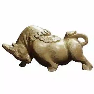 仙作美 金丝楠小叶桢楠实木雕刻牛气冲天文玩手把件 楠木 摆件 男女同款情侣款