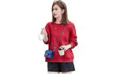 【dme】 动物图案绣花满印圆领落肩宽松卫衣 女款