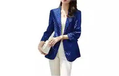 【dme】 几何提花一粒扣纯色西装 女款 蓝色