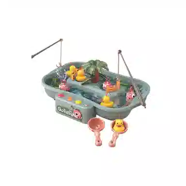 咕轹 钓鱼套装 电动旋转洗澡灯光音乐钓鱼池戏水类 早教益智玩具