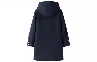 东鲸岁时记 休闲外套学院风徽章纯色连帽牛角扣直筒呢子加厚防寒夹棉大衣 女款