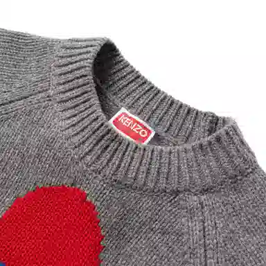 KENZO Floral Print Crewneck Sweater Grey