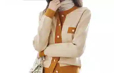 【dme】 简约休闲单排扣撞色针织衫 女款