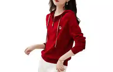 【dme】 纯色简约连帽长袖针织衫 女款