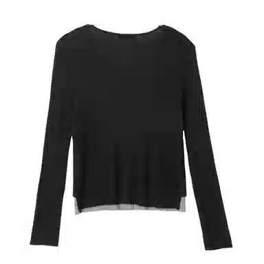 法文箱子 拼色假两件拼接长袖毛衣 女款