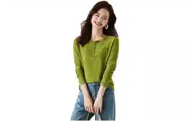 【dme】 休闲纯色圆领长袖针织衫女款