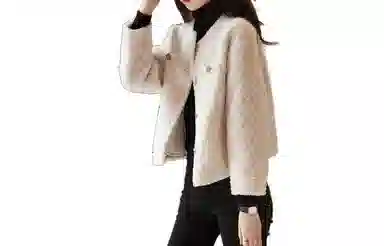 【dme】 纯色简约菱形格绒感外套 女款