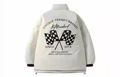LA'T.WEEKEND Extreme Cold Outdoor 85 White Duck Down Reversible Racing Logo Jacket